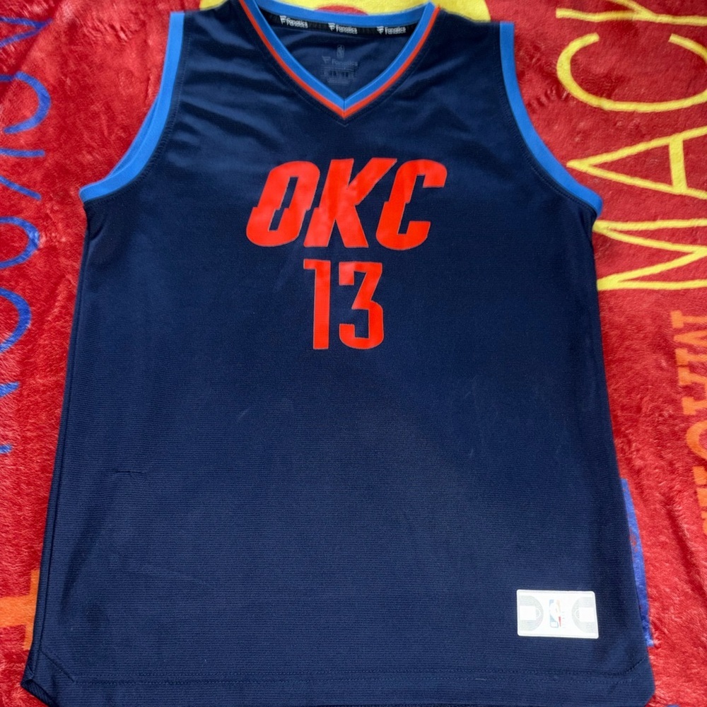Paul George Fanatics Navy and orange OKC Kids Jersey